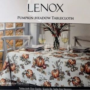 LENOX Thanksgiving Fall PUMPKIN MEADOW Tablecloth 60" x 120" Rectangle, NWT